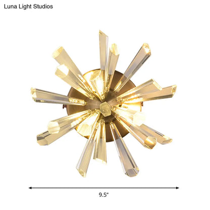 DecorBites™ Contemporary 2-Head Gold Crystal Rod Sputnik Wall Sconce - Warm/White Light