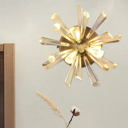 DecorBites™ Contemporary 2-Head Gold Crystal Rod Sputnik Wall Sconce - Warm/White Light