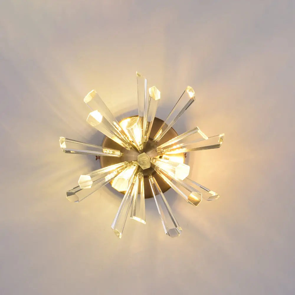 DecorBites™ Contemporary 2-Head Gold Crystal Rod Sputnik Wall Sconce - Warm/White Light