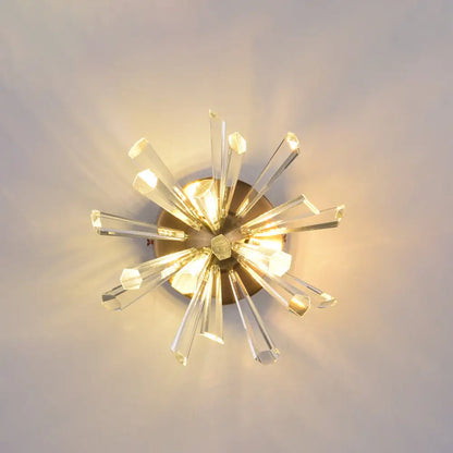 DecorBites™ Contemporary 2-Head Gold Crystal Rod Sputnik Wall Sconce - Warm/White Light