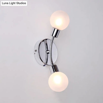 DecorBites™ Contemporary 2-Light Chrome LED Wall Sconce with Global White Glass Fixture