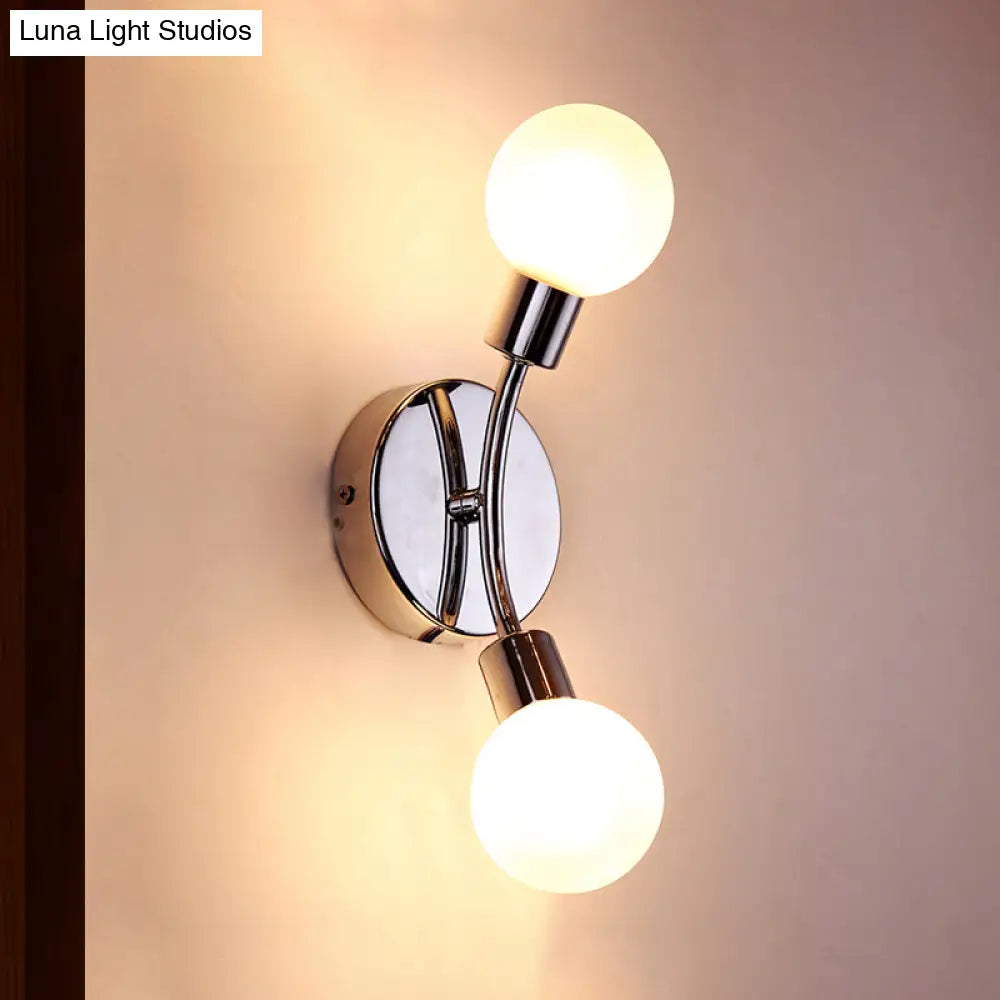 DecorBites™ Contemporary 2-Light Chrome LED Wall Sconce with Global White Glass Fixture