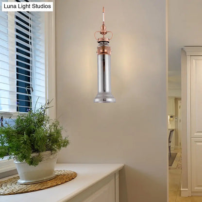 DecorBites™ Contemporary 2-Light Copper Finish Wall Sconce with Smoke Gray/Amber Glass Tube & Gooseneck Arm