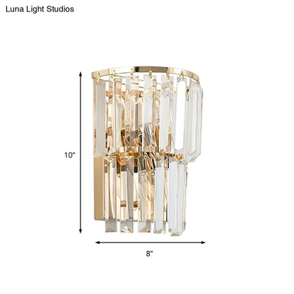 DecorBites™ Contemporary 2-Light Crystal Block Wall Lamp: Elegant Clear Sconce for Dining Room