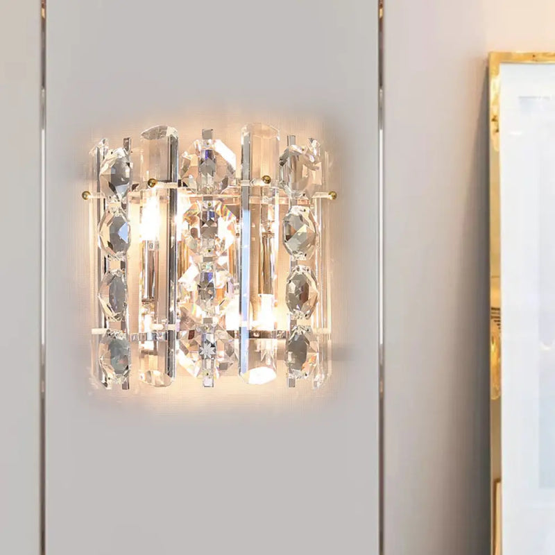 DecorBites™ Contemporary 2-Light Wall Lamp with Crystal Shade for Living Room