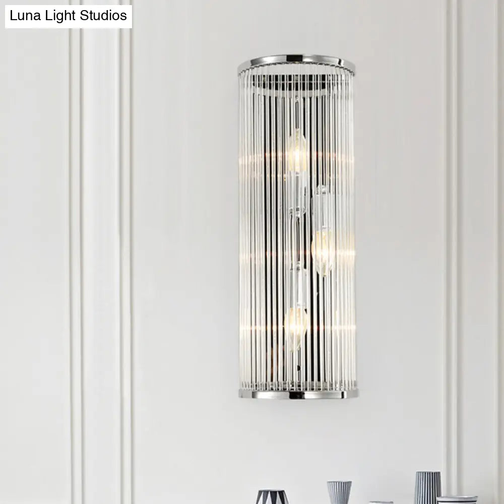 DecorBites™ Contemporary 3-Head Wall Sconce with Clear Crystal Tube Shades - Flush Mount Light