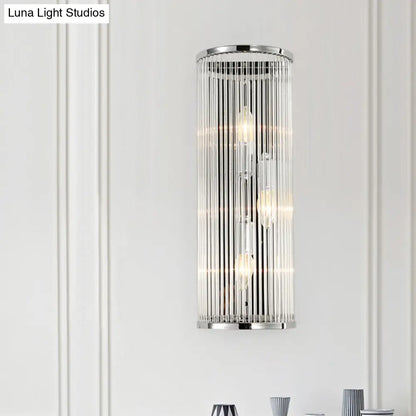 DecorBites™ Contemporary 3-Head Wall Sconce with Clear Crystal Tube Shades - Flush Mount Light