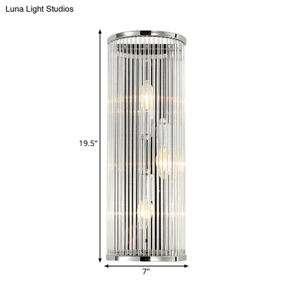 DecorBites™ Contemporary 3-Head Wall Sconce with Clear Crystal Tube Shades - Flush Mount Light