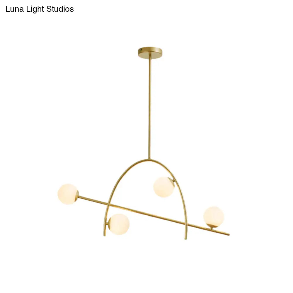 DecorBites™ Contemporary 4-Light Gold Sphere Chandelier with Cream Glass Shade - Warm/White Lighting