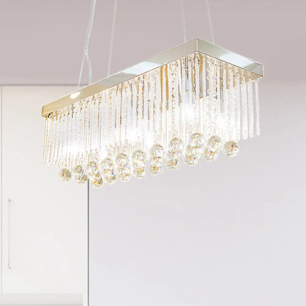 DecorBites™ Contemporary 6-Head Chrome Island Light Fixture with Crystal Ball Accents