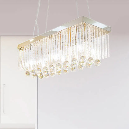 DecorBites™ Contemporary 6-Head Chrome Island Light Fixture with Crystal Ball Accents