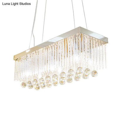 DecorBites™ Contemporary 6-Head Chrome Island Light Fixture with Crystal Ball Accents