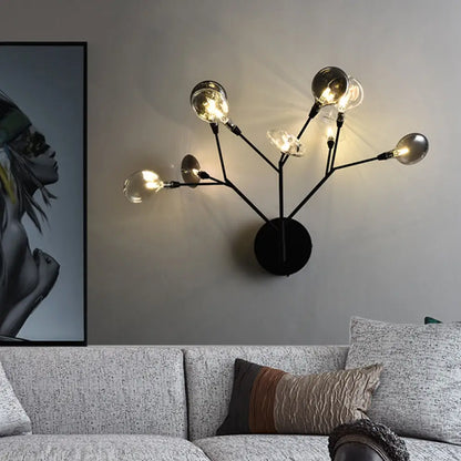 DecorBites™ Contemporary 9-Light LED Sconce Lighting - Black Finish Wall Lamp for Living Room