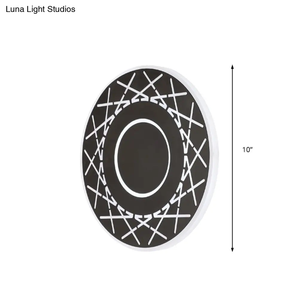 DecorBites™ Contemporary Acrylic Disk Wall Light: Black/White LED Sconce Fixture for Living Room - Warm/White Light