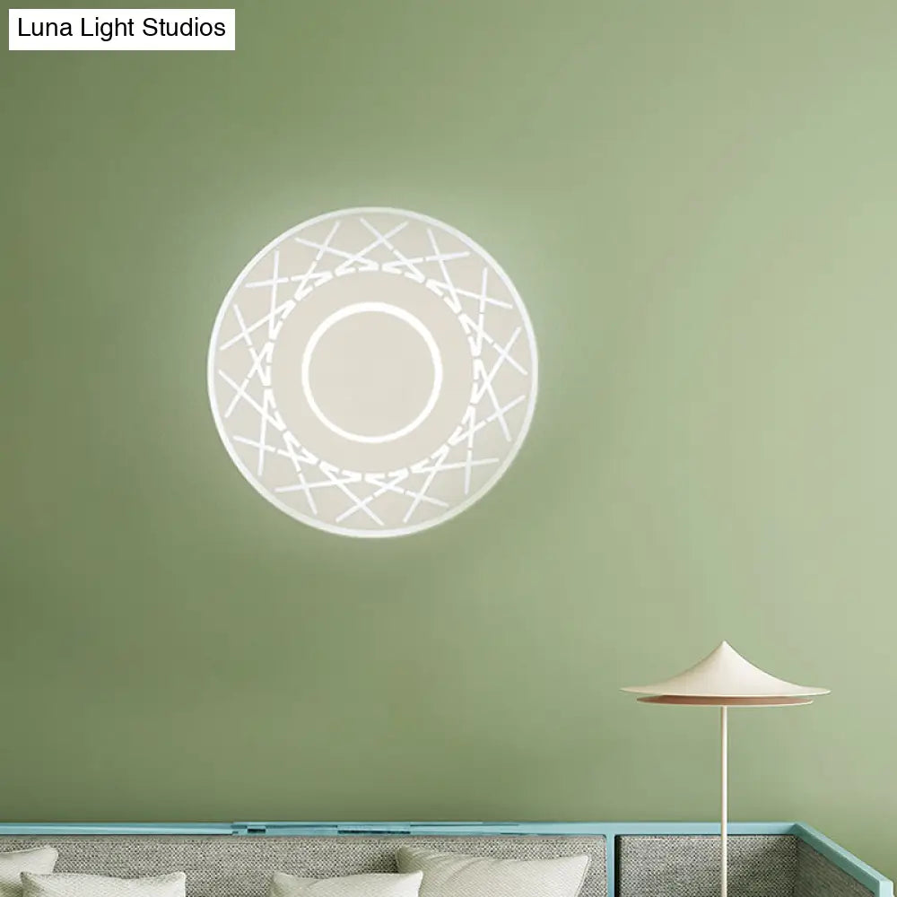 DecorBites™ Contemporary Acrylic Disk Wall Light: Black/White LED Sconce Fixture for Living Room - Warm/White Light