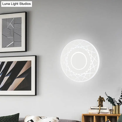DecorBites™ Contemporary Acrylic Disk Wall Light: Black/White LED Sconce Fixture for Living Room - Warm/White Light