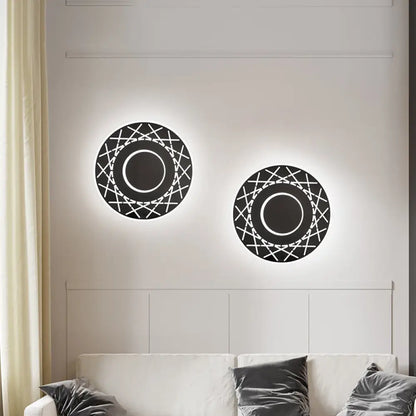 DecorBites™ Contemporary Acrylic Disk Wall Light: Black/White LED Sconce Fixture for Living Room - Warm/White Light