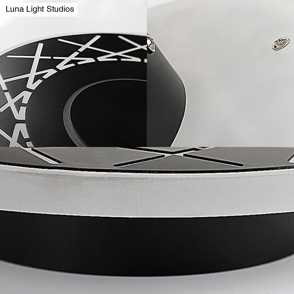 DecorBites™ Contemporary Acrylic Disk Wall Light: Black/White LED Sconce Fixture for Living Room - Warm/White Light