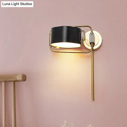 DecorBites™ Contemporary Acrylic LED Drum Wall Sconce in Black Finish for Bedroom Lighting