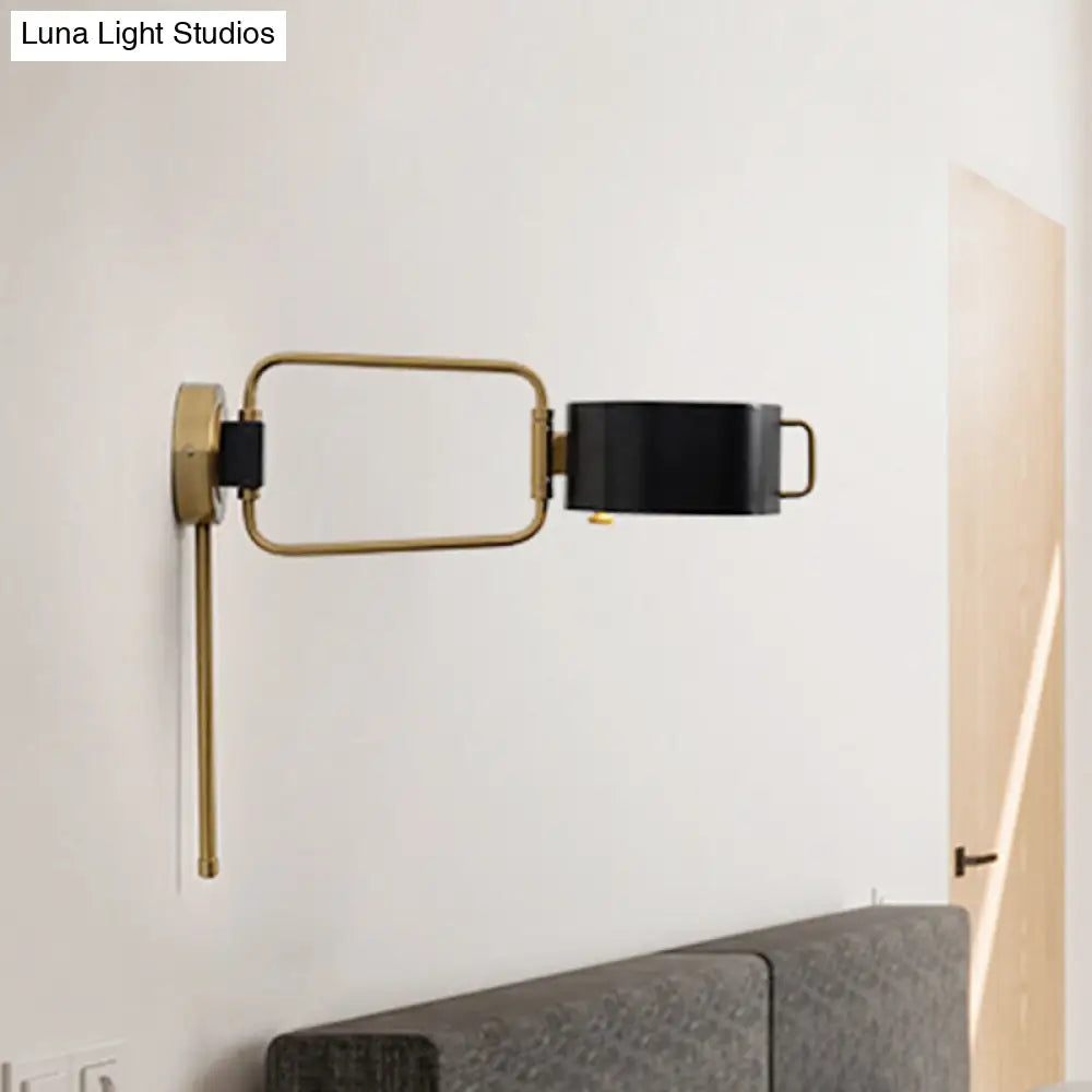 DecorBites™ Contemporary Acrylic LED Drum Wall Sconce in Black Finish for Bedroom Lighting