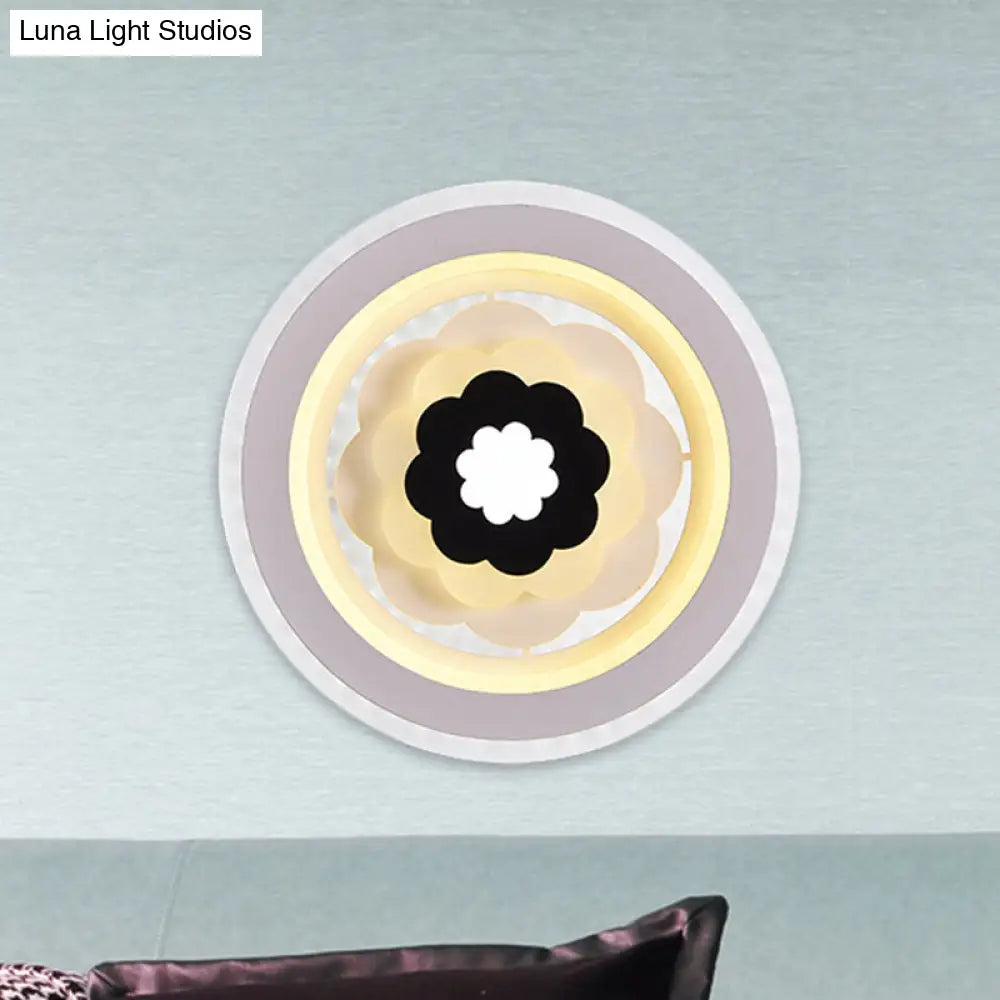 DecorBites™ Contemporary Acrylic Round LED Wall Sconce - White Bedside Lamp Fixture