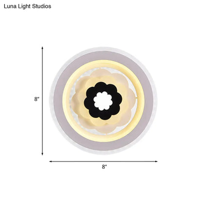 DecorBites™ Contemporary Acrylic Round LED Wall Sconce - White Bedside Lamp Fixture