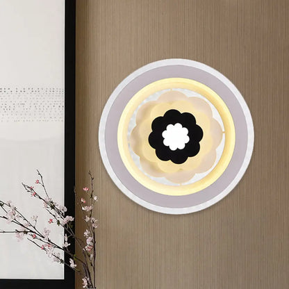 DecorBites™ Contemporary Acrylic Round LED Wall Sconce - White Bedside Lamp Fixture