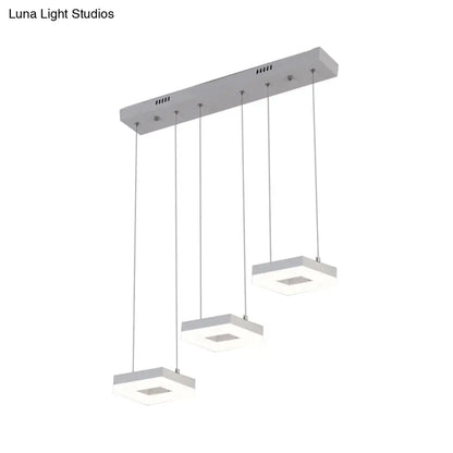 DecorBites™ Contemporary Acrylic Square Island Light - 3-Light Ceiling Fixture over Table, Warm/White/Natural Light