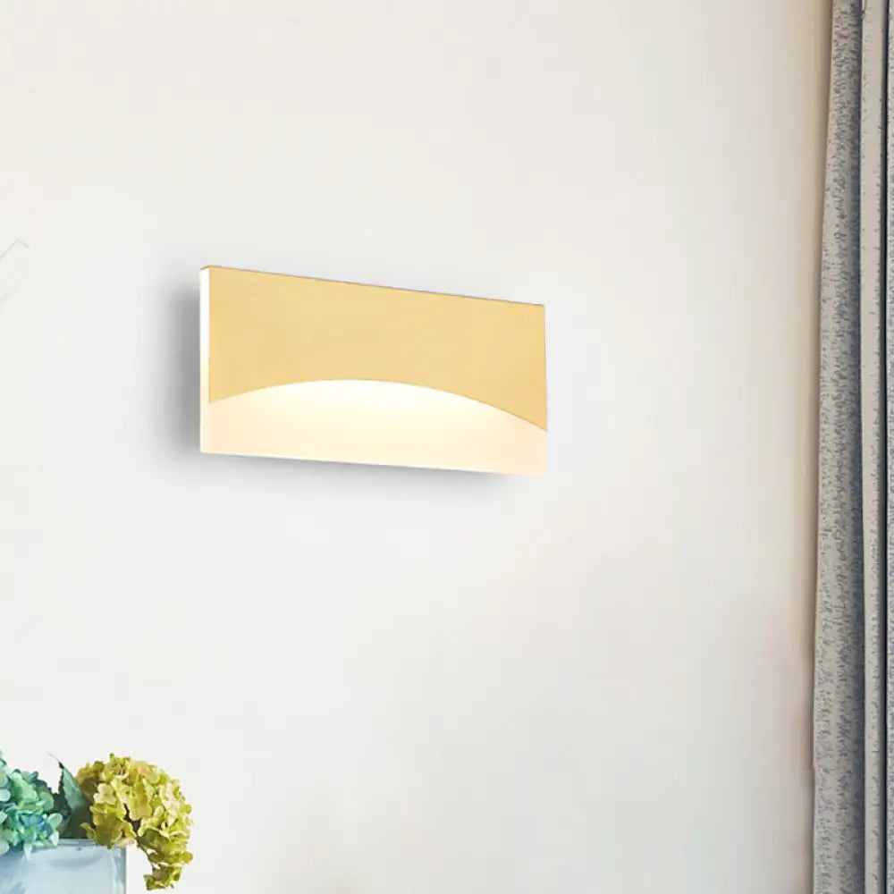 DecorBites™ Contemporary Acrylic Wall Light Fixture – Rectangular Bedside Sconce in White/Gold, Warm/White Light