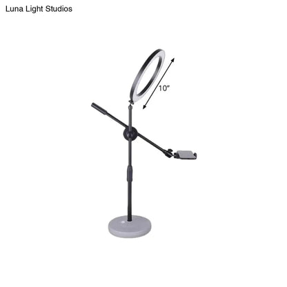 DecorBites™ Contemporary Adjustable LED Vanity Light - Round Shaped Metal Design in Black, 8" or 10" Width