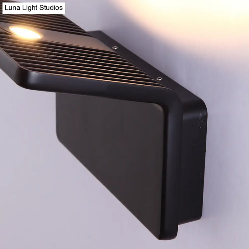 DecorBites™ Contemporary Aluminum LED Wall Lamp - 4"/8" Wide Bend Square Sconce Light Fixture in Black/White