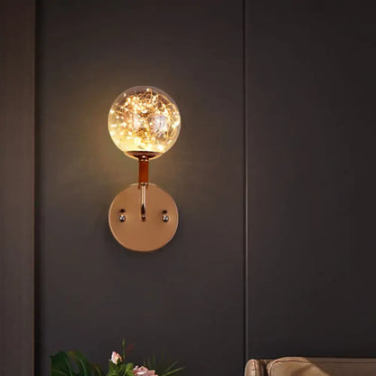 Contemporary amber glass direct wired electric bedroom wall sconce
