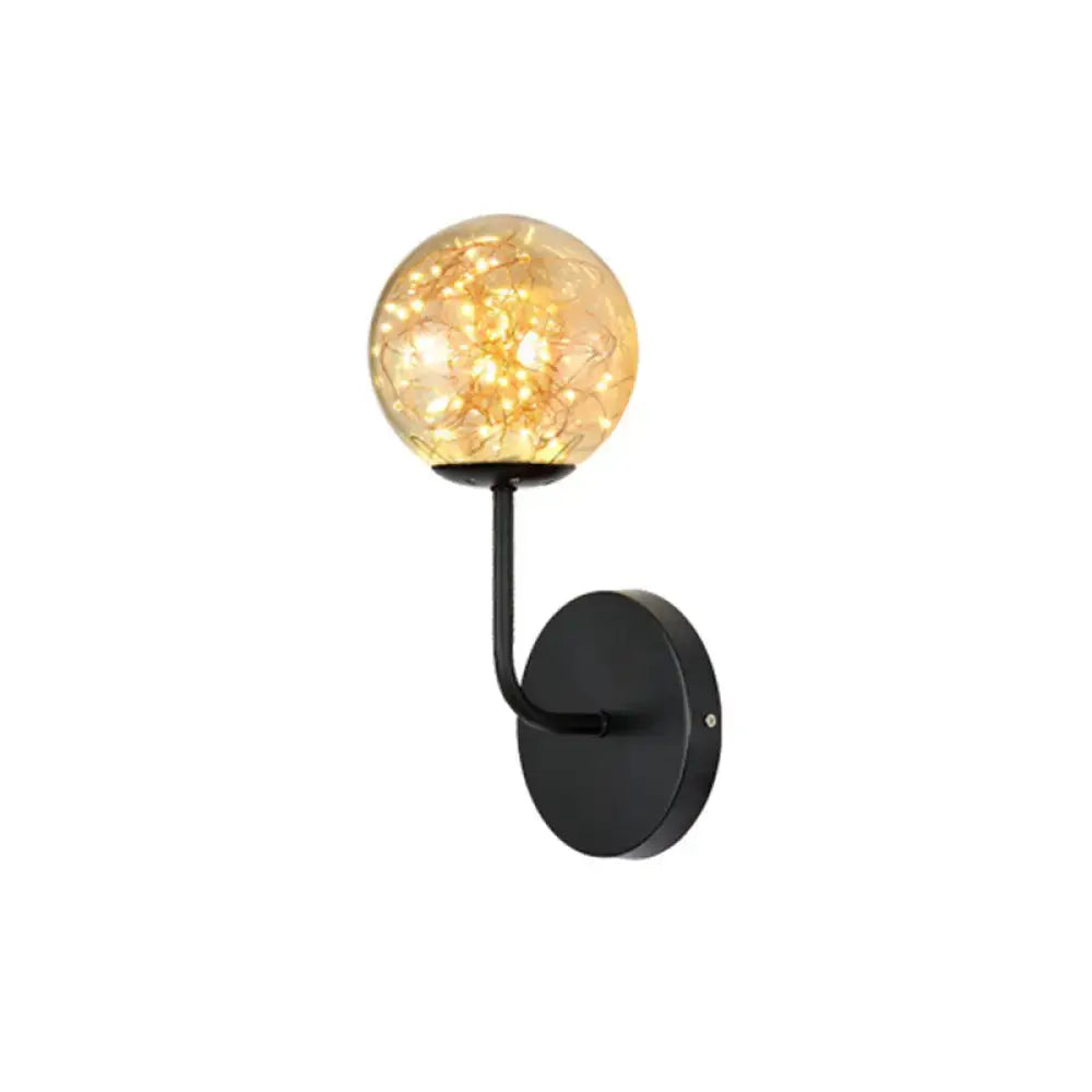 Contemporary amber glass direct wired electric bedroom wall sconce
