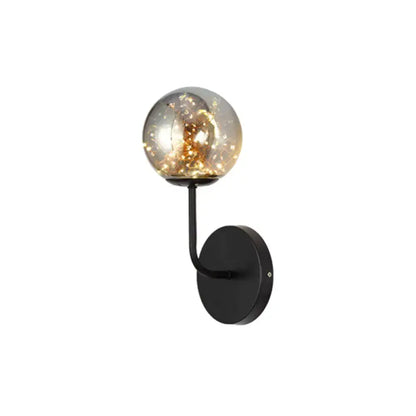 Contemporary amber glass direct wired electric bedroom wall sconce