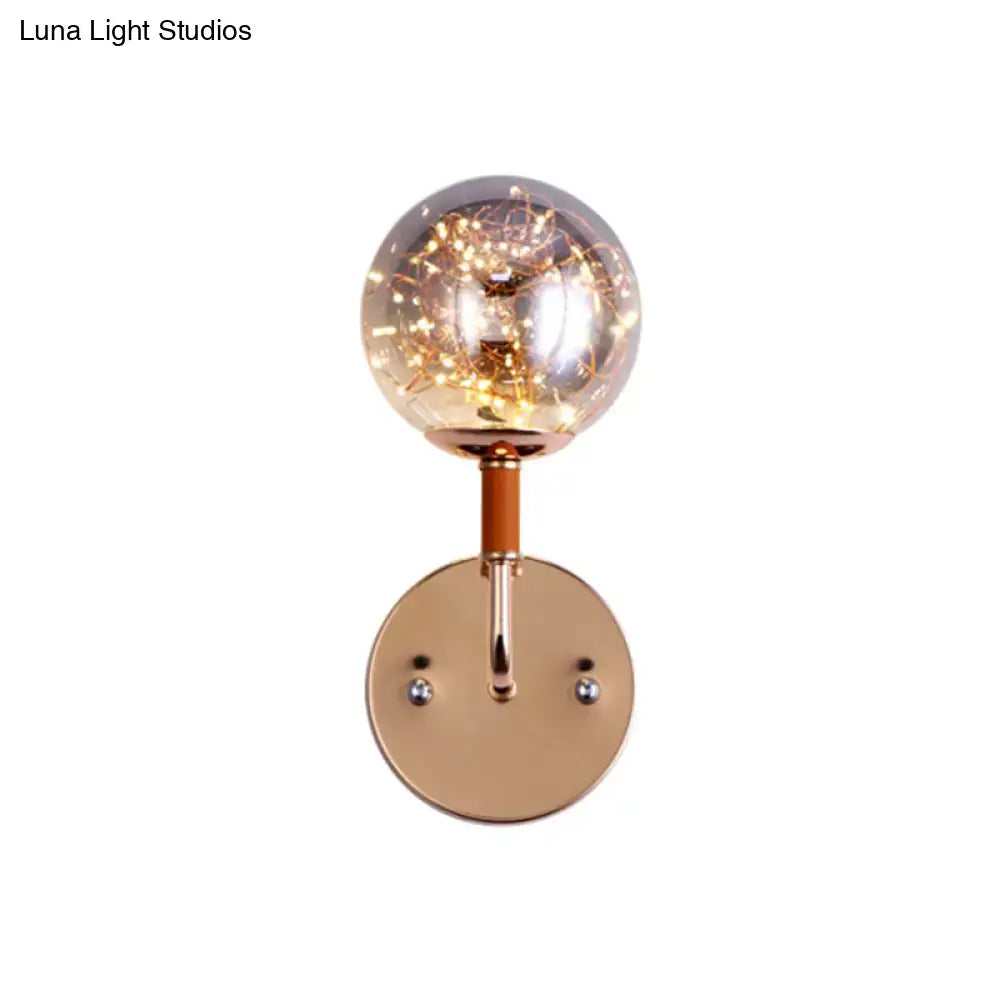 Contemporary amber glass direct wired electric bedroom wall sconce