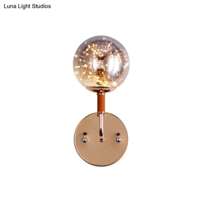 Contemporary amber glass direct wired electric bedroom wall sconce