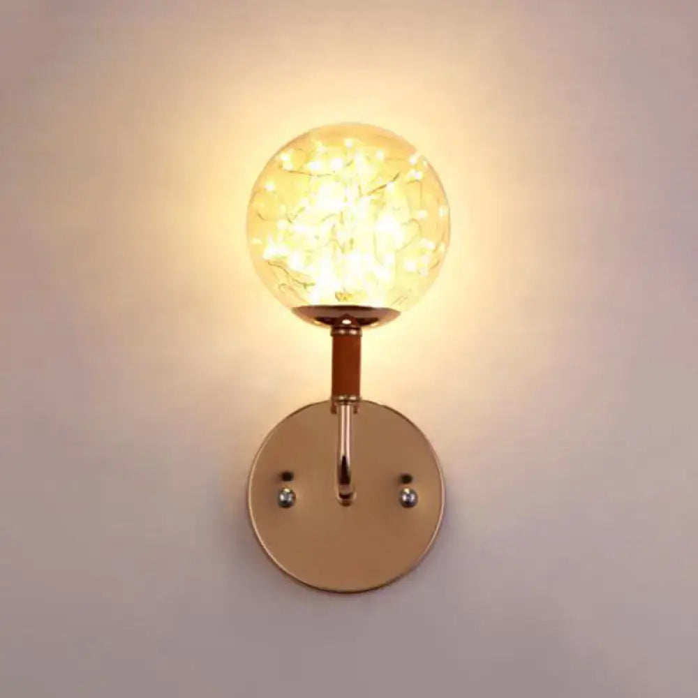 Contemporary amber glass direct wired electric bedroom wall sconce