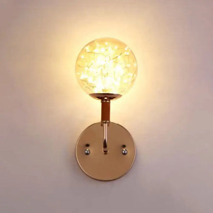 Contemporary amber glass direct wired electric bedroom wall sconce
