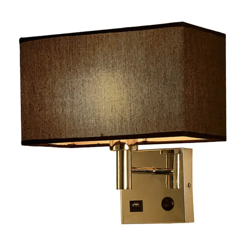 Contemporary beige fabric wall lamp – bedroom light with usb port