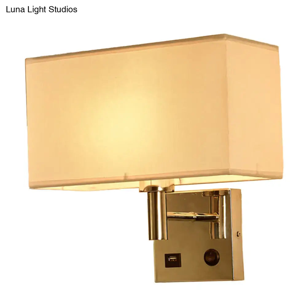 Contemporary beige fabric wall lamp – bedroom light with usb port