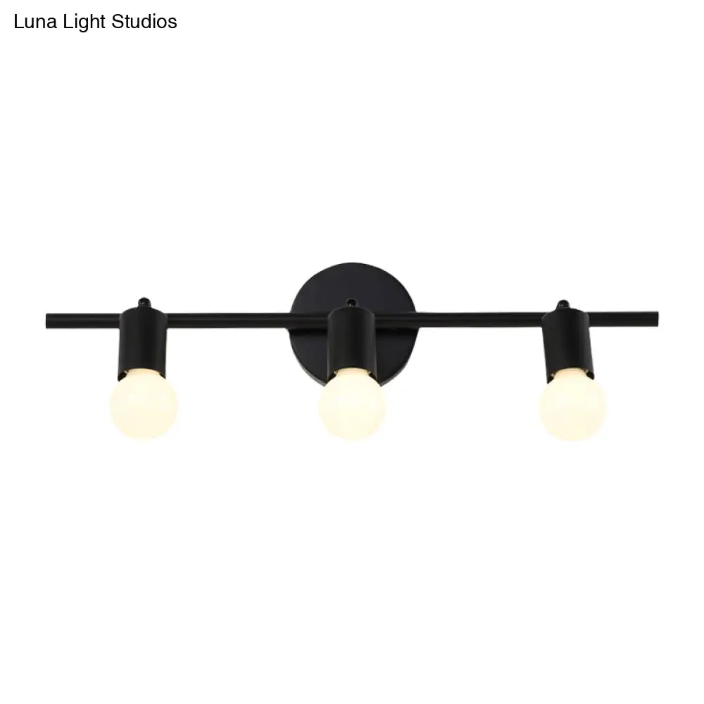 DecorBites™ Contemporary Black 3-Arm Vanity Light Fixture with Bare Bulb
