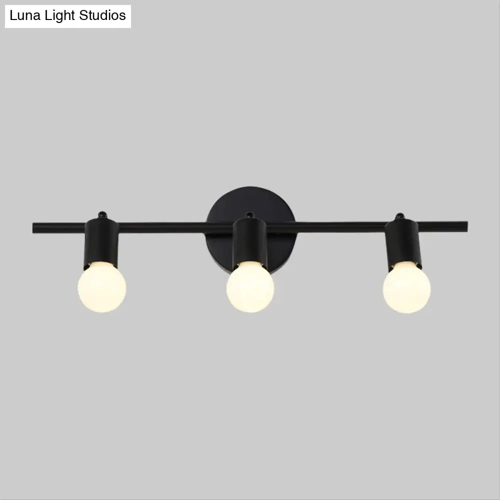 DecorBites™ Contemporary Black 3-Arm Vanity Light Fixture with Bare Bulb