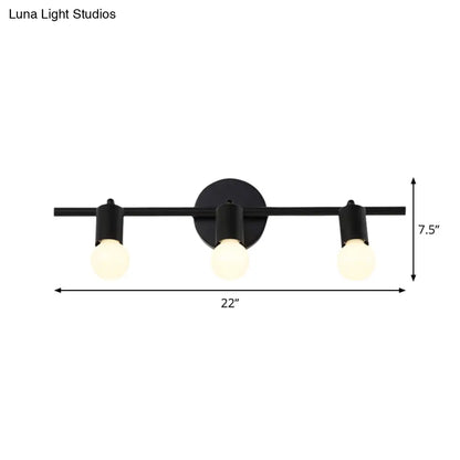 DecorBites™ Contemporary Black 3-Arm Vanity Light Fixture with Bare Bulb