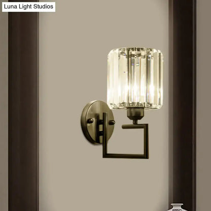 Contemporary black and brass crystal sconce 110v-120v bedroom light