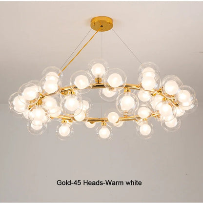 DecorBites™ Contemporary Black and Gold Chandelier - White Glass Ball