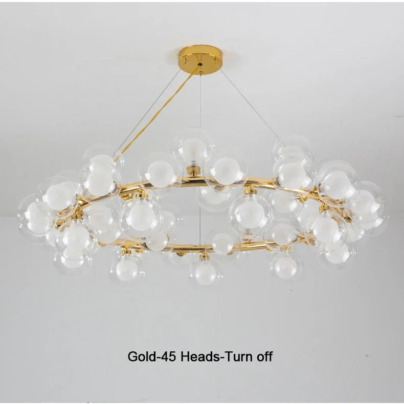 DecorBites™ Contemporary Black and Gold Chandelier - White Glass Ball