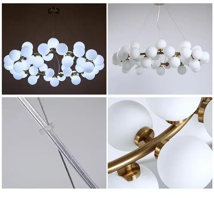 DecorBites™ Contemporary Black and Gold Chandelier - White Glass Ball