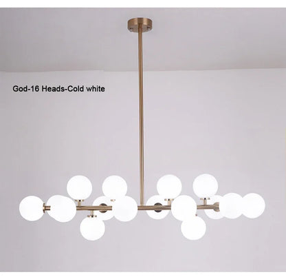 DecorBites™ Contemporary Black and Gold Chandelier - White Glass Ball