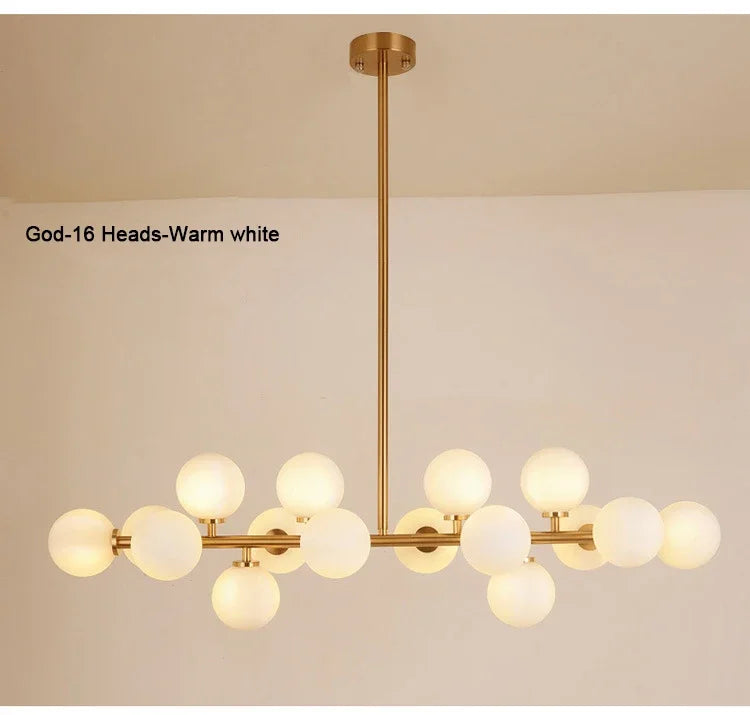 DecorBites™ Contemporary Black and Gold Chandelier - White Glass Ball
