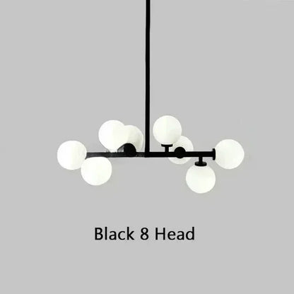 DecorBites™ Contemporary Black and Gold Chandelier - White Glass Ball